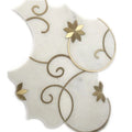 Modern Design Chinese White Marble Waterjet Mosaic Tiles DTH Stone Interior Wall Flower Pattern Brass Inlay Hotel Parquet Design