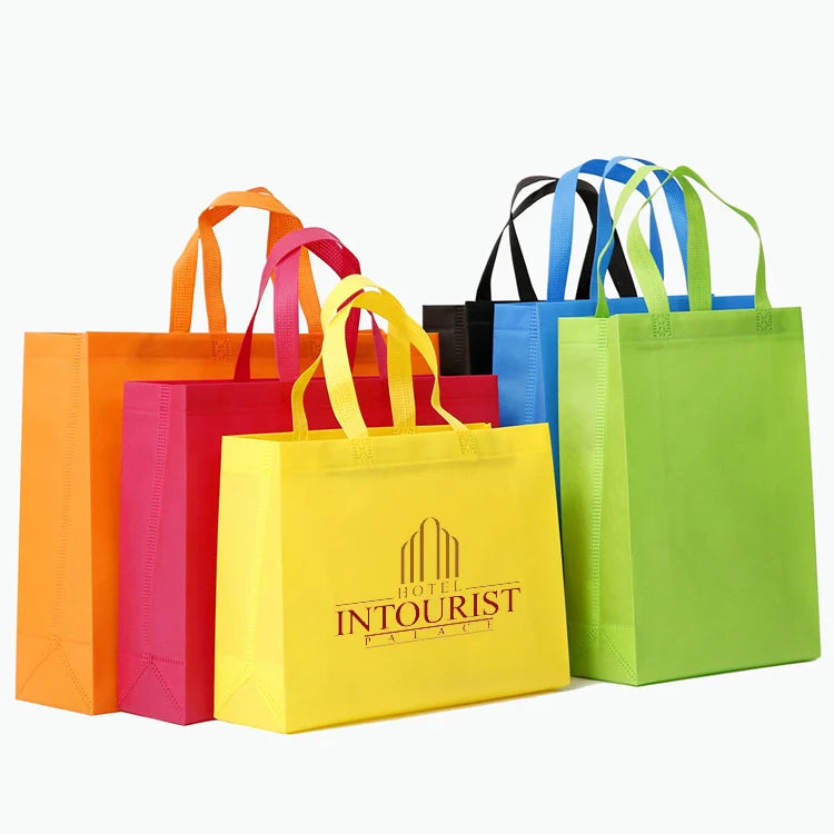 Expedited Eco Customized Non-Woven Hotel Promotion Tote Bag 2 Pcs Striped with Custom Logo Reusable Spot Goods From CN;ZHE