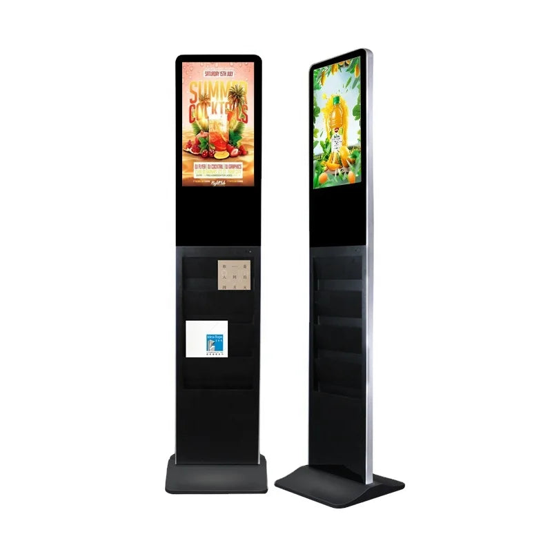 21.5 Inch Android LCD Floor Standing Digital Signage Catalogue Shelf Totem with Wifi Connection for Coffee House