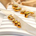 EManco Steel Color Gold Color Simple Women Chunky Hoops Earrings Gift Fashion Jewelry Stainless Wives Round Smooth Thick Hoop