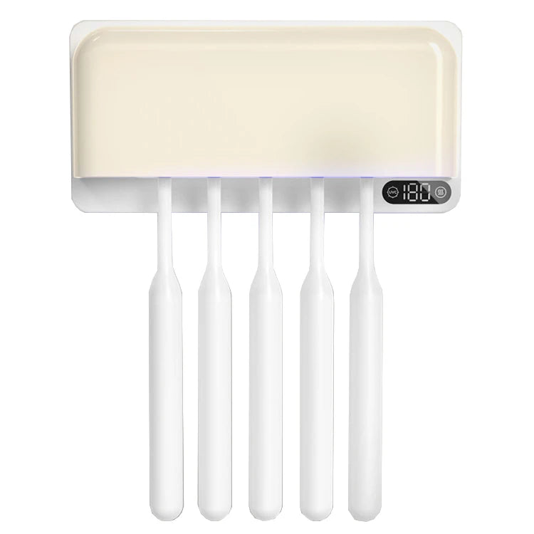 Smart UVC Toothbrush Sterilizer Wall-Mounted Drying Disinfecting Holder 99.99% Sterilization Rate Type-C Charging for Home
