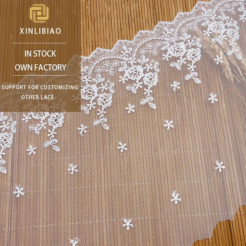 Wholesale Garment Accessories Water Soluble Embroidery Net Yarn Floral Edging for Garment Decoration Mesh Lace