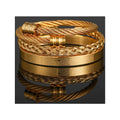 Fashion Punk Luxury Roman Numeral Bracelet Set Open Gold Plated Stainless Steel Bracelet Jewelry