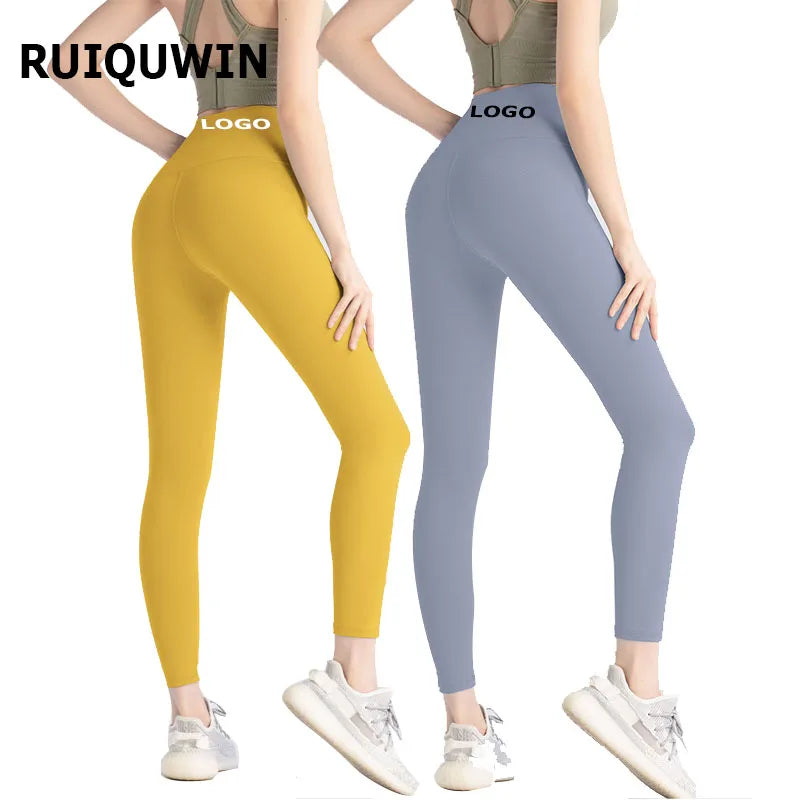 RUIQUWIN Solid Color High Waist Sweat Wicking Gym Fitness Yoga Pants Tight Scrunch Leggings Sports Yoga Leggings