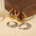 Chic Large Hoop Earrings Minimalist Oval Hollow Stainless Steel Gold Plated No Fading Fashion Waterproof Huggie Earrings Female
