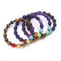 Hot 7 Chakra Bracelet Man Black Matte Lava Healing Balance Beads Reiki Buddha Prayer Natural Stone Yoga Bracelet for Women Men