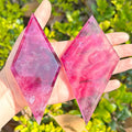 New Arrival Hand Carved Natural Crafts Healing Stone Transparent Purple Fluorite Diamond Shaped Slices for Decoration