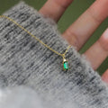 S925 Sterling Silver Emerald Luxury Pendant Necklace Gold Plated Green Cubic Zirconia Necklace for Girls