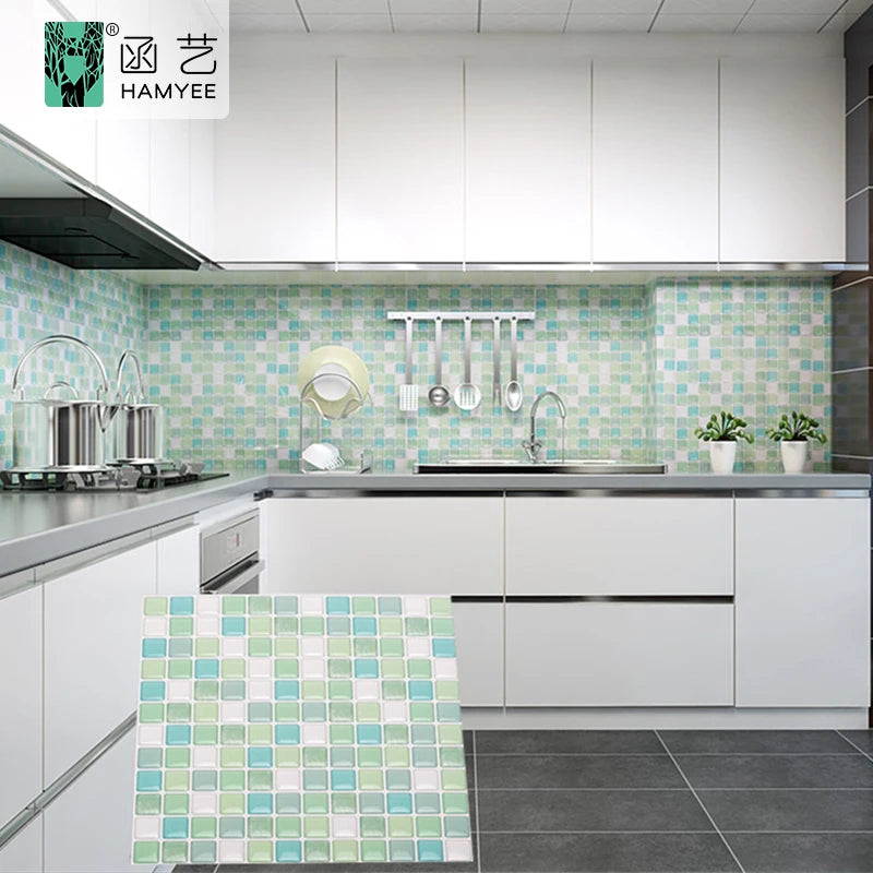 Kitchen Wall Tile Sticker Backsplash Wallpaper Stickers Aluminum Peel and Stick Wall Paper Mable Wallpaper Kitchen