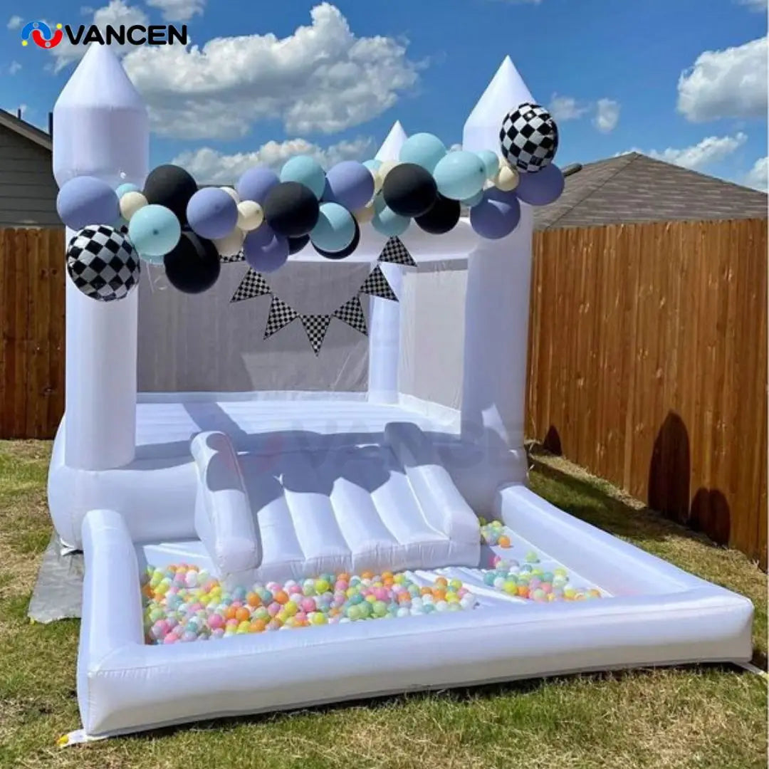 Home Use Custom Design Low MOQ 13x8ft White Bounce House Inflatable Jump House Infant Bouncer for Indoor Play