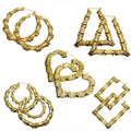 Gold Plated Personalized Big Large Gold Custom Hoop Door Knocker Bamboo Earrings