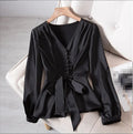 M-4XL Large Women's Clothing Spring V-neck Waistband Top With a Slimming Design and Fashionable Casual Shirt