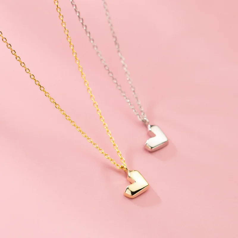Wholesale Fashion Jewelry 925 Sterling Silver Minimalist Simple Heart Pendant Gold Plated Necklaces for Women