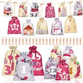 Fabric Handmade Customized 24-Door Christmas Advent Calendar Bag DIY Home Decorations Hanging Candy Gift Bags Santa Sack