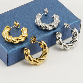 Beimai OEM 18K Stainless Steel Geometric Twist Earrings