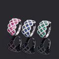 925 Sterling Silver Engagement Rings Rhodium Plated Green Blue Zircon Wedding & Party Fashion Jewelry