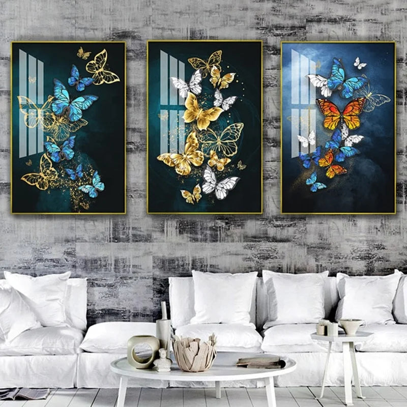Custom Butterfly 5d Diamond Crystal Porcelain Painting 3d Wall Painting Decor