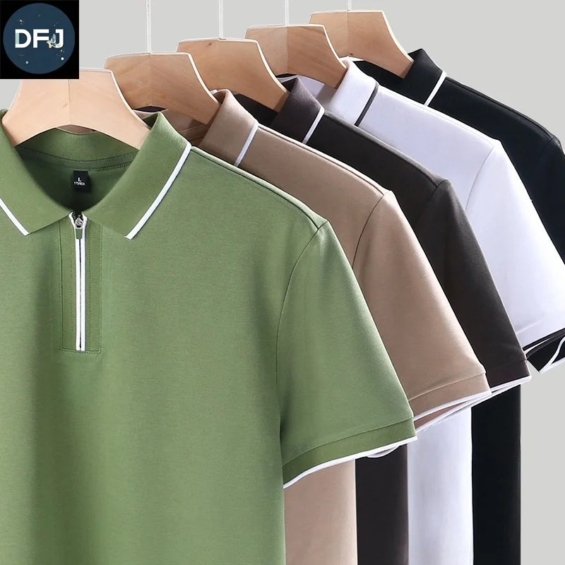 Men's XL T-Shirts Custom Logo Embroidery Knitted Fabric Casual Zipper Anti-Wrinkle Quick Dry Short Sleeve New Design