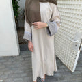 Loriya Linen Embroidery Panestine Design Ramadan EID Closed Abaya Women Muslim Dress Modest Dresses Women's Clothing