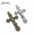 YuenZ Antique Silver Color Cross Charms Plated Pendants Jewelry Making DIY Handmade Craft 60*33mm T26