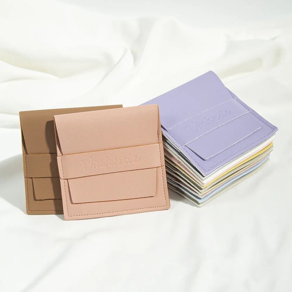 Luxury Customize logo Earring Ring PU Leather Pouches Envelope Jewelry Packaging Bag Pouch