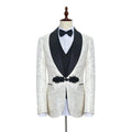 Handsome One Button Printing Groom Tuxedos Shawl Lapel Wedding Men Suits Three Pieces Prom Dinner Blazer (Jacket+Pants+Vest)