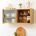 Custom Kitchen Pantry Sideboard Bamboo Wall Mounted with 2 Doors Storage Boxes & Bins
