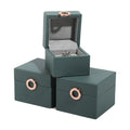 PU Leather Jewelry Watch Box with Round Gold Buckle Ring Earring Pendant Bracelet Watch Jewelry Packaging Box