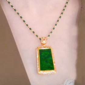 Fashion Bead Chain Necklace Jewelry Women's Gemstone Agate Pendant Necklace Female Jade Clavicle Necklace Gift