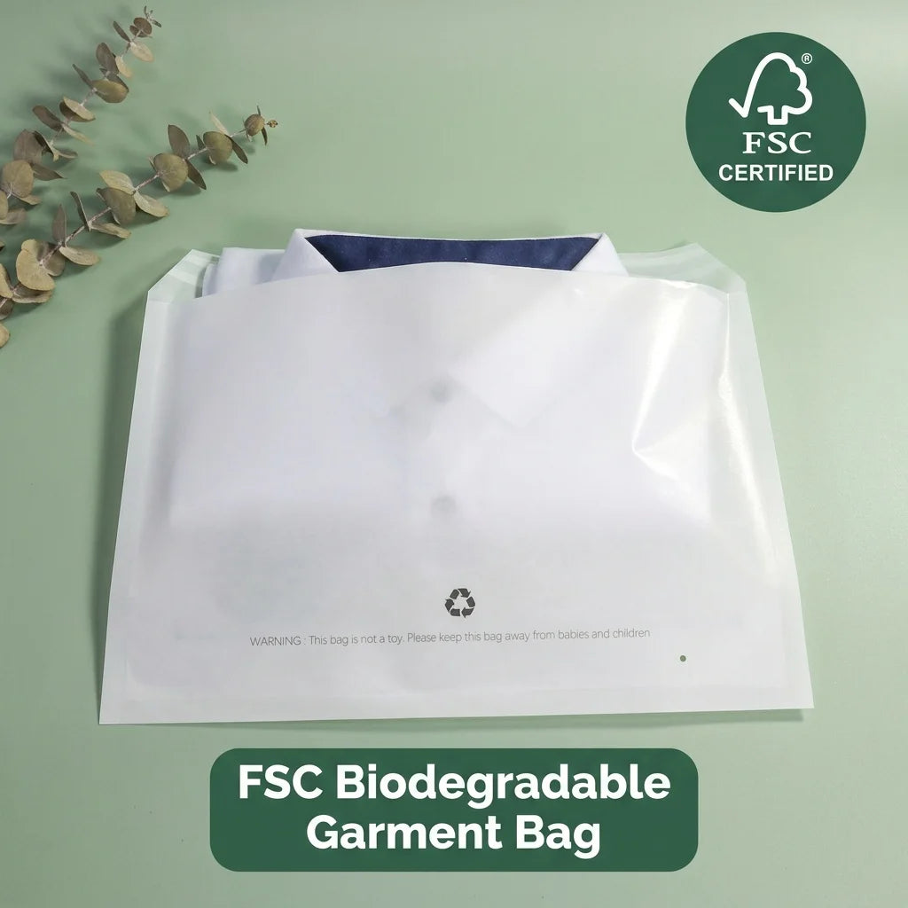 FSC Certified Glassine Bag for Sportswear Activewear Outdoor Apparel Sustainable Garment Packaging