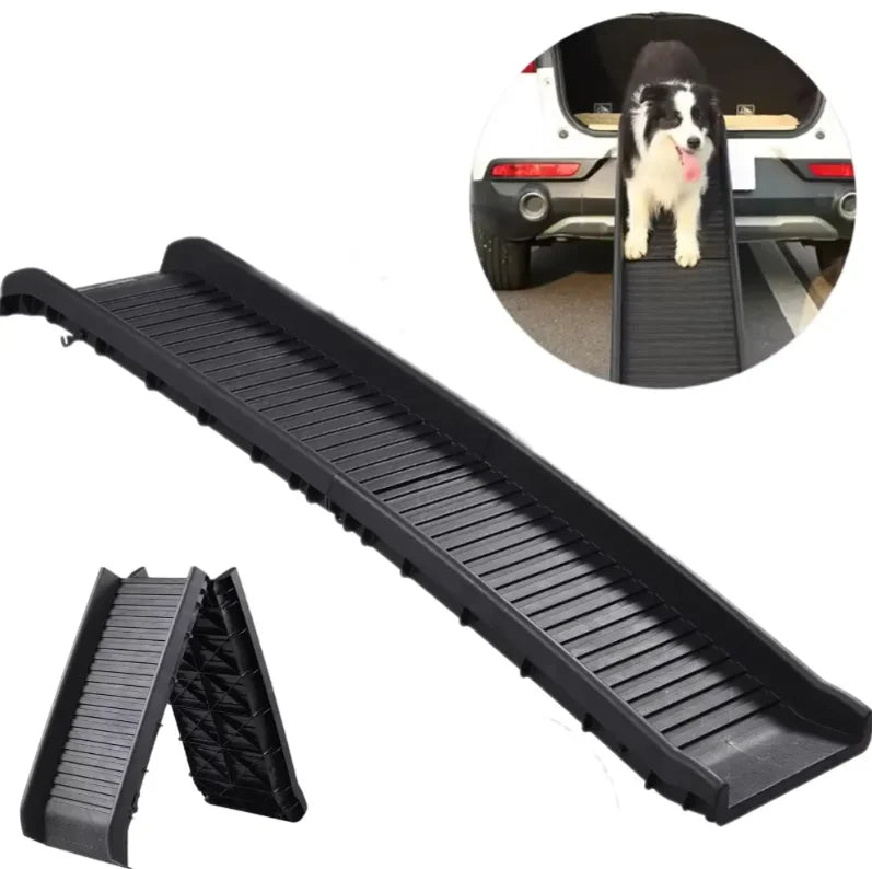 Portable Eco Plastic Cat Dog Ramp Washable Waterproof Dog Car Ramp with Anti-Slip Surface Adjustable Height Foldable Design