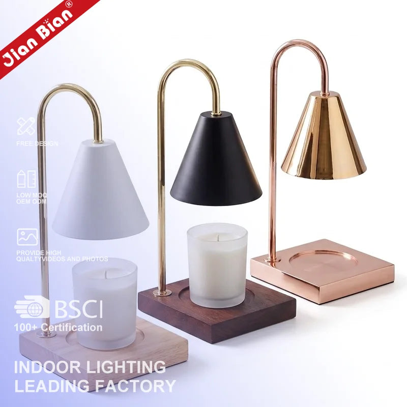 Modern Luxury Wooden Wax Melting Lamp Minimalism Bedroom Living Room Restaurant Decorative Aromatherapy Candle Lamp Warmer