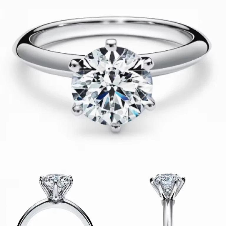 IGI Certified 1CT Lab Grown Diamond Solitaire Ring Classic 6 Prong Style with 10K Gold Synthetic Diamond Jewelry