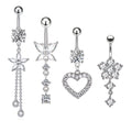 New Style 4pcs/set Gold Plated Stainless Steel Belly Button Navel Rings Heart-Shaped Butterfly Five-Pointed Star Chain for Gift