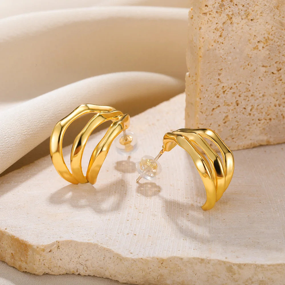 Lateefah OEM 18K Gold Plated Earrings Gold Geometric Statement Earring for Women Girls