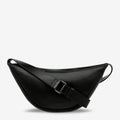 Fashion Woman Genuine Leather Black Sling Shoulder Bag Mini Dumpling Crossbody Bag with Adjustable Strap