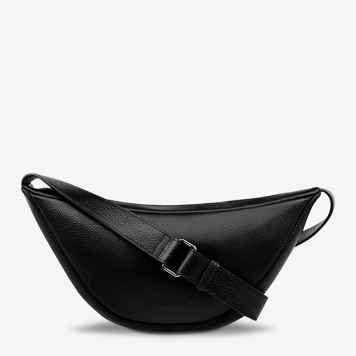 Fashion Woman Genuine Leather Black Sling Shoulder Bag Mini Dumpling Crossbody Bag with Adjustable Strap