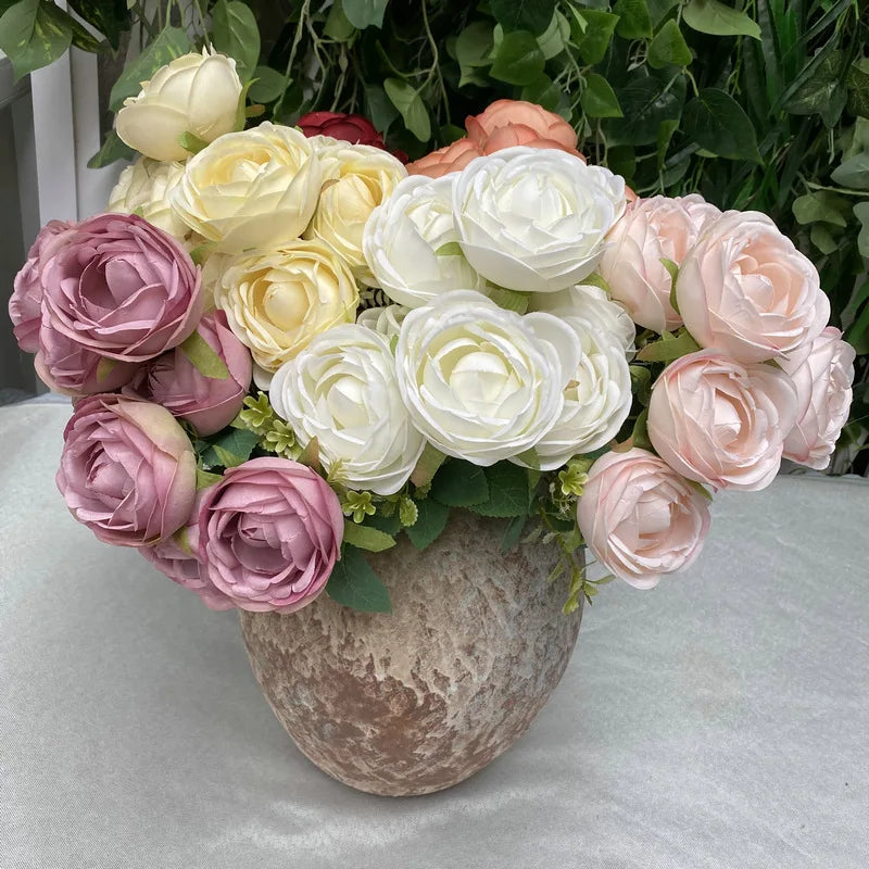 New Wedding Bride Bouquets 9 Head White Rose Flowers Bouquet