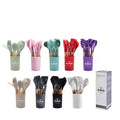 Silicone Kitchenware Set With Wooden Handle Non-stick Cooking Spatula and Spoon Storage Bucket Silicone Kitchenware