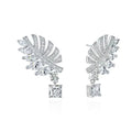 New Fashion CZ Cubic Zirconia Earring 925 Sterling Silver Feather Studs Earrings for Women