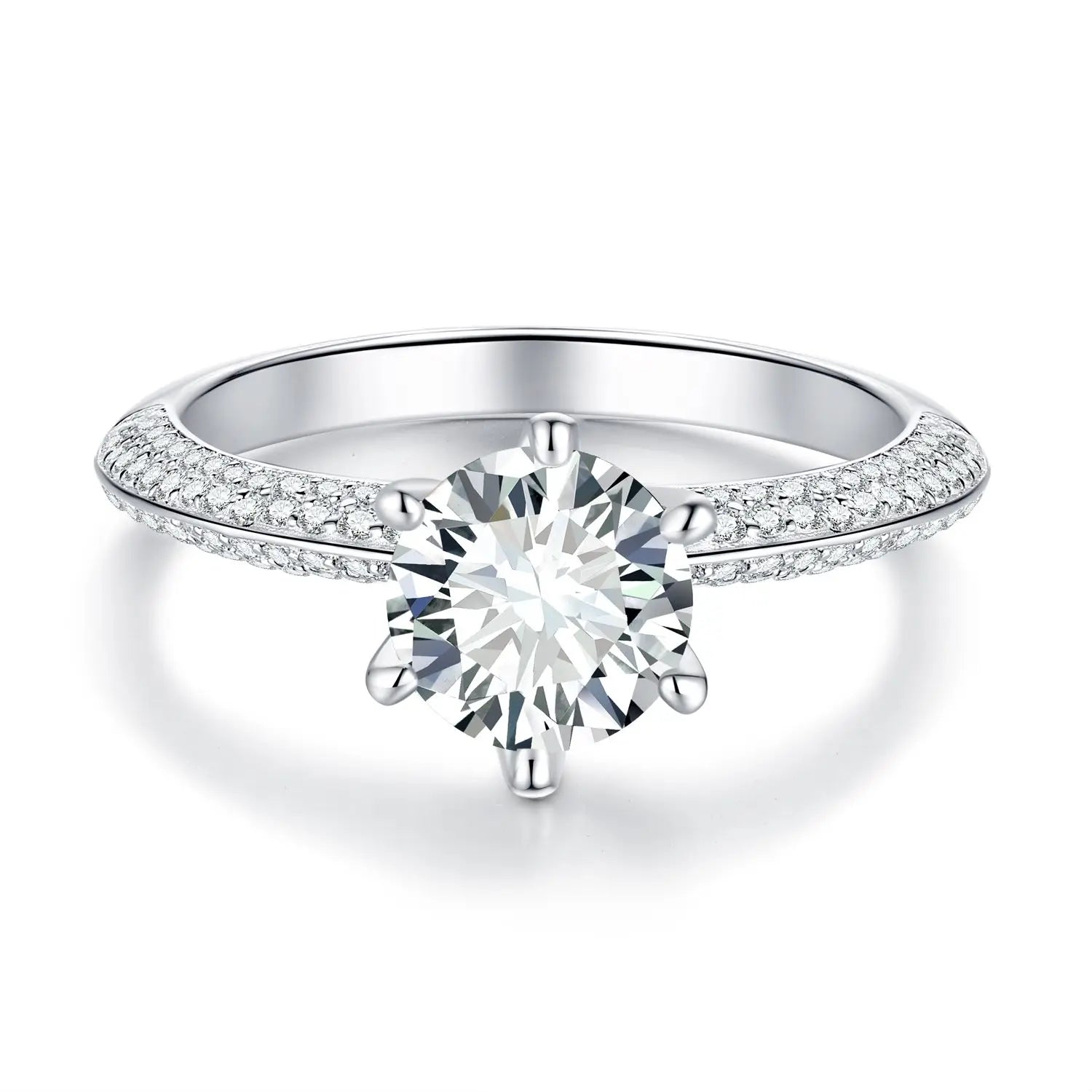 Moissanite Ring Round Brilliant Cut VVS Moissanite 1CT 6 Prong Setting Jewelry 18K Gold 925 Silver Moissanite Rings