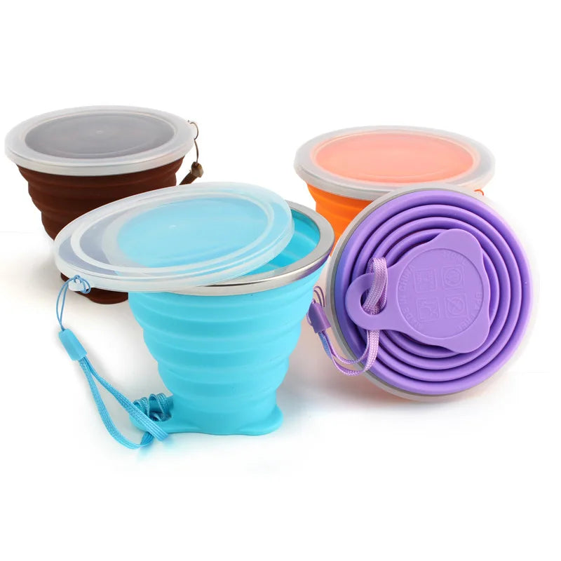 Erade Hot Selling Reusable Custom Logo Portable Eco Friendly BPA Free 270ml Classic Folding Collapsible Travel Drinking Cup