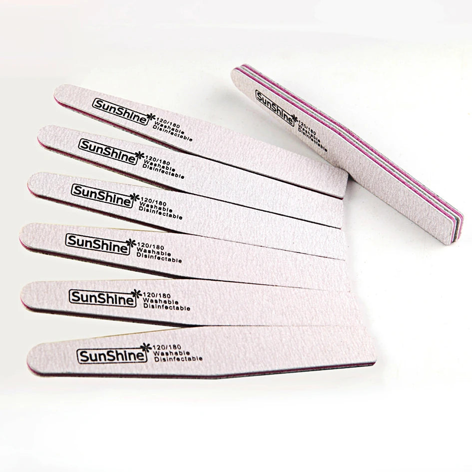 Double Sided Nail Styling Tools Professional Pink Disposable Emery Board 120/180 Nail File for Home Salon