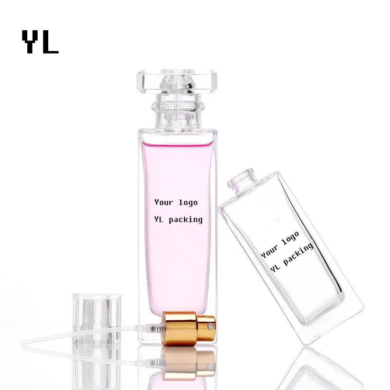 In Stock Luxury Empty 30ml 50ml 100ml Square Glass Perfume Bottle Custom Square Cosmetic Spray Bottle with Box