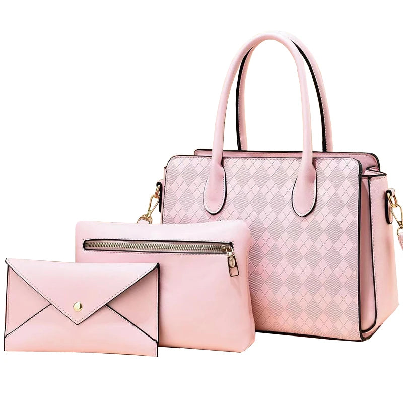 Leather Texture Good Factory Solid Colour Coffee Bag Set White for All Occasions