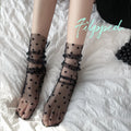 Hot Selling Luxury Women's Thin Lace Stockings Breathable Heart Silk Transparent Socks Crew Length for Autumn