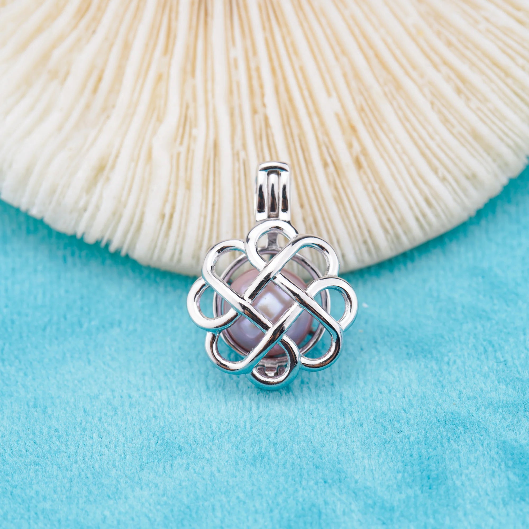 C030091 Sterling Silver Freshwater Pearl Cage Pendant Necklace Jewelry Locket for Pearl Party