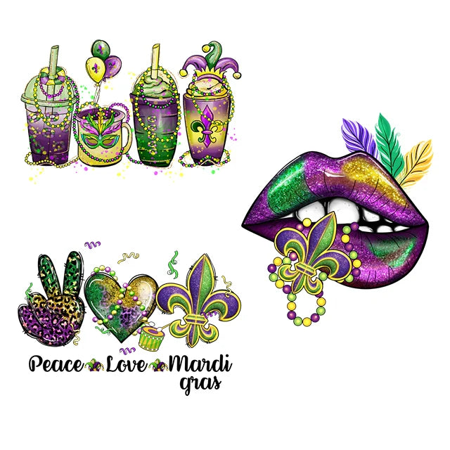 2024 It's Mardi Gras Sublimation Design Printed Happy Mardi Gras Heat Transfer Western Mardi Gras for T-shirt
