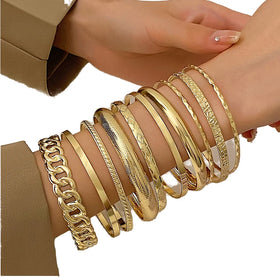 Retro Exaggerated Fine Jewelry Bracelet Set Irregular Shape Fashion Bangles Wide Bracelets