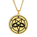 Sigil of Mammon the Star of Earth Pentacle Pentagram Infinite Symbol Amulet Talisman Laser Cut Stainless Steel Pendant Necklace
